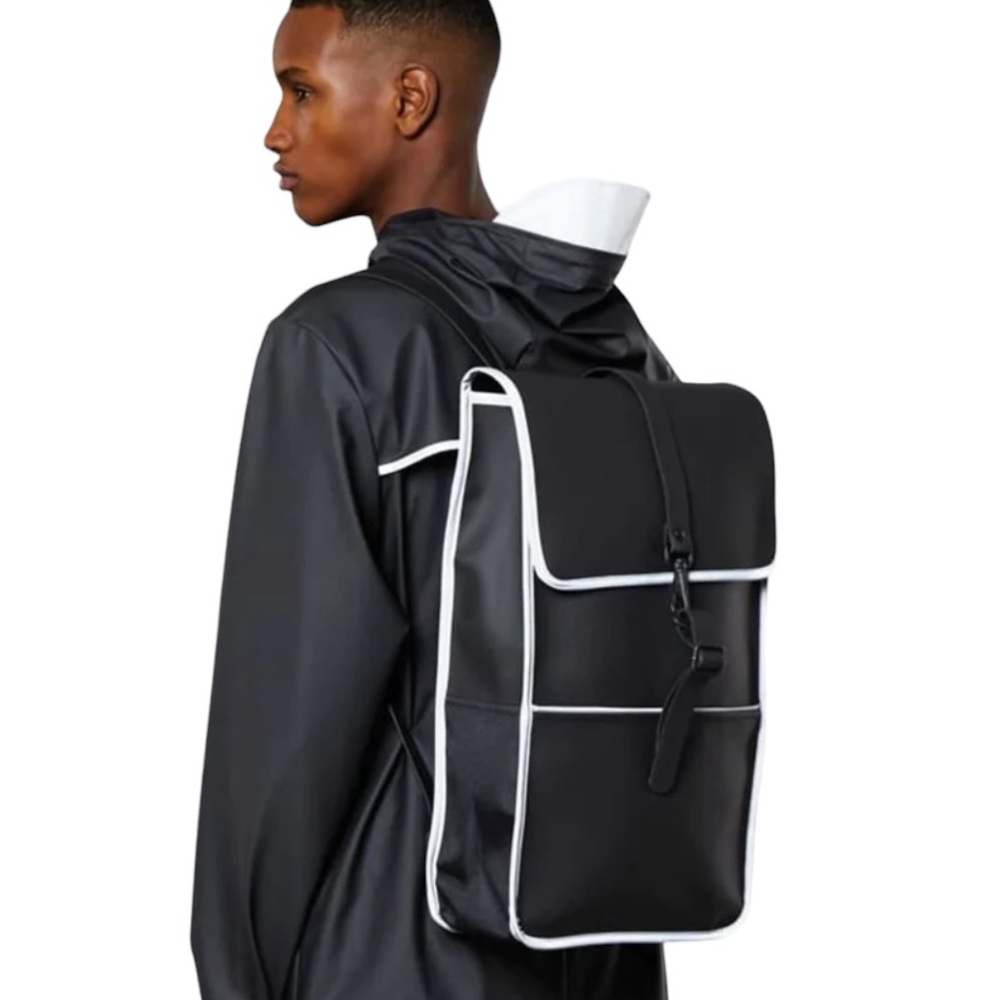NWT Rains Black Reflective Backpack - Picture 2 of 7